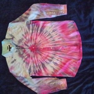 PRONTO UOMO Tie Dye Button Up long sleeve shirt